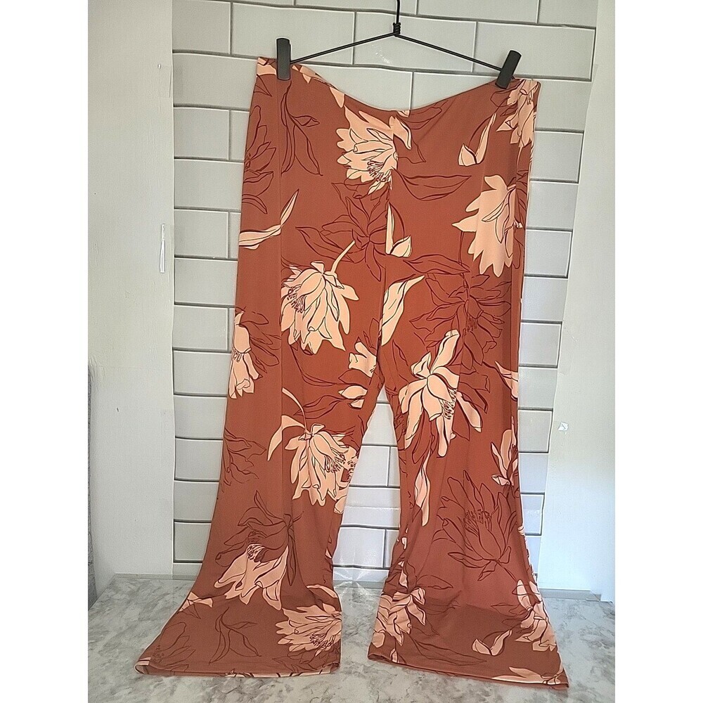 ALFANI Women's Sz XXL Floral Printed Pull- on Wide-leg Elastic Pants Fall Boho